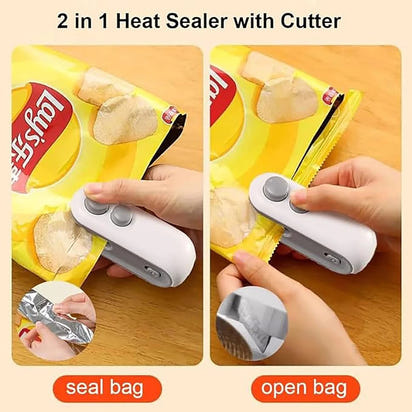 Electric Mini Heat Bag Sealing Machine Package Sealer Bags 2In1 Plastic Bag Sealing Machine Handheld Plastic Bag Heat Sealer